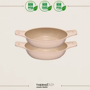2'li Güveç Sahan Seti Granit Döküm Tava Seti 20CM 22CM - Vizon