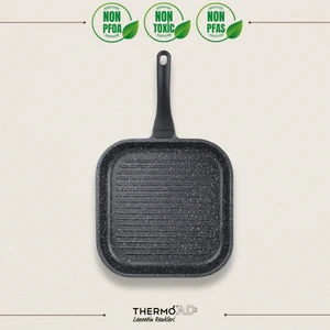 Alüminyum Döküm Granit Grill 28 x 28 cm Kare Izgara Tava / Gri