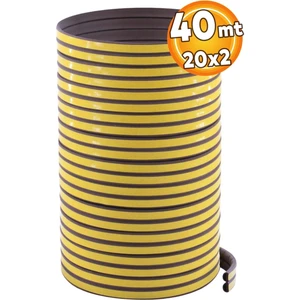 Yapışkanlı 20x2=40 Metre (KAHVERENGİ) Kapı Pencere Bandı Fitili Soğuk Izolasyon Kauçuk Bantları