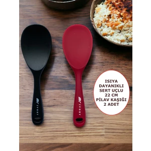Sert Uçlu Isıya Dayanıklı Yanmaz Yapışmaz Silikon Kaşık 2'li 22 cm