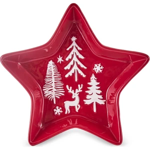 New Year Yılbaşı Snowy Star Çerezlik 18 cm Kırmızı
