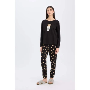 Fall in Love Pijama Takımı Regular Fit Bisiklet Yaka Baskılı Uzun Kollu Üst Uzun Alt D2277AX24WN