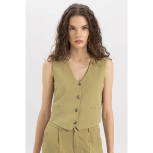 V Yaka Keten Karışımlı Blazer Yelek C3828AX24HS