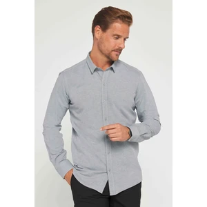 Modern Slim Fit Pamuklu Kolay Ütü Armürlü Erkek Gömlek