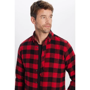 Erkek Slim Fit Dar Kesim Oduncu Düğmeli Yaka Kareli Kışlık Gömlek