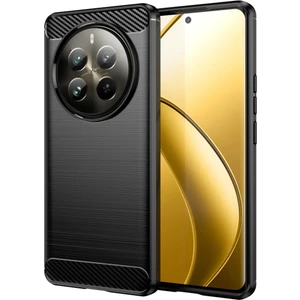 Realme 12 Pro Brushed Carbon Fiber Silikon Kılıf - Siyah AL3332