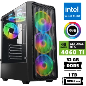 XSR961 I5 14400F 32GB Ddr5 Ram 1tb M.2 Nvme SSD 8gb RTX4060 Ti Masaüstü Oyuncu Bilgisayarı