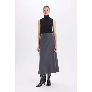 A Kesim Esnek Belli Basic Düz Normal Bel Maxi Etek D5407AX24AU