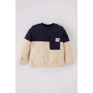 Erkek Bebek Bisiklet Yaka Renk Bloklu İçi Yumuşak Tüylü Sweatshirt A9753A524WN