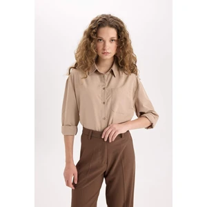 Oversize Geniş Kalıp Poplin Uzun Kollu Gömlek E2294AXNS