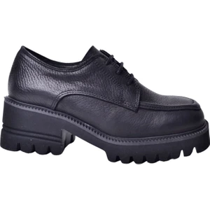 D24KA-3085 Kadın Siyah Deri Ayakkabı