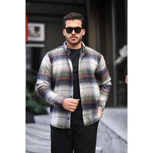 Haki Siyah Kareli Regular Fit Oduncu Gömleği- 2449