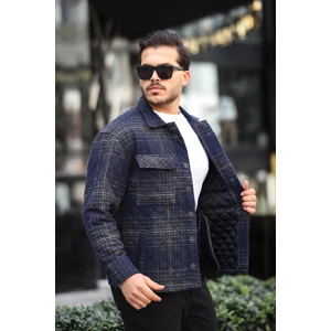 Lacivert Çizgili Kapitone Detaylı Regular Fit CEKET-2455