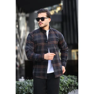 Siyah Iki Renk Çizgili Regular Fit Oduncu Gömleği- 2452