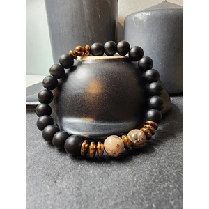 Şifa Köşesi Benekli Jasper ve Oniks Orjinal Doğal Taş Kadın ve Erkek Bileklik / Sağlık, Hormonal Denge, Nazar