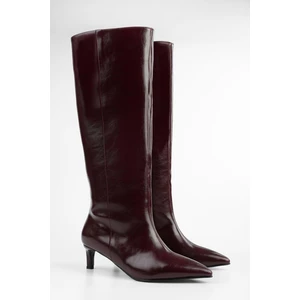 Kadın Blaze Bordo Cilt Kısa Sivri Topuklu Çizme