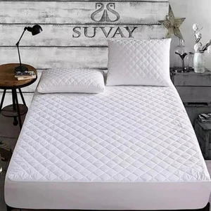Kapitone Fitted Su Sıvı Geçirmez Alez Çarşaf 150 x 200 Çift Kişilik Kapitoneli Pamuklu Yatak Alezi