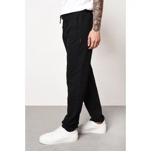 Siyah Erkek Düz Paça Cep Fermuar Detaylı Rahat Kesim Eşofman Altı