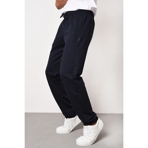 Metalıc Lacivert Erkek Düz Paça Cep Fermuar Detaylı Rahat Kesim Eşofman Altı