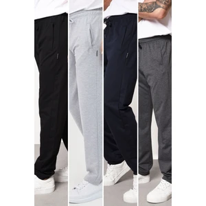 Metalıc Çok Renkli Erkek Düz Paça Cep Fermuar Detaylı Rahat Kesim 4'lü Eşofman Altı Paketi