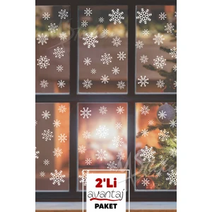 Kar Taneleri Sticker Seti 2 Li Paket 84 Adet - Tüm Yüzeyler Yeni Yıl Kar Taneleri Yılbaşı Sticker