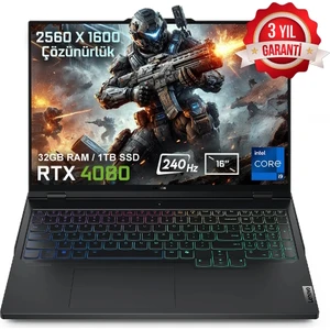 Legion Pro 7 16IRX9H 83DE0086TR Intel Core i9-14900HX 32GB DDR5 1TB SSD RTX4080 12GB 16 inç 240Hz WQXGA FreeDos Gaming Laptop