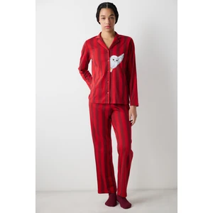 Harry Potter Hedwig Kırmızı Gömlek Pantolon Pijama Takımı