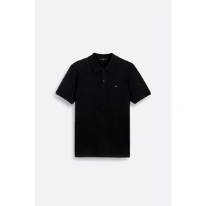 Erkek Siyah %100 Pamuk Jakarlı Polo Yaka T-shirt A41y1196