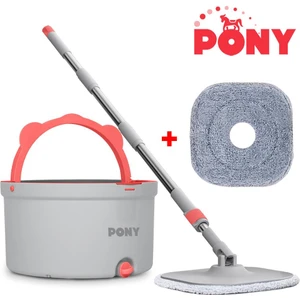 PONY Gri Yedekli Temiz & Kirli Suyu Ayırma Özelliği Otomatik Temizlik Seti Mop Paspas