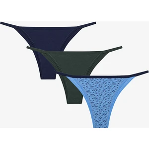 Navy Simple Floral Pamuklu 3lü Çok Renkli Brazilian Külot
