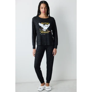Harry Potter Hogwarts Siyah Pantolon Pijama Takımı