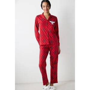 Harry Potter Lumos Kırmızı Gömlek Pantolon Pijama Takımı