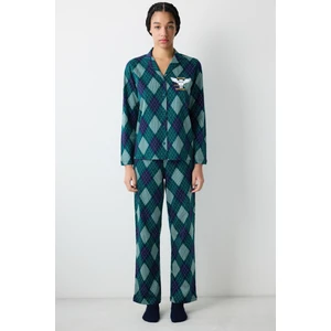 Harry Potter Wizard Petrol Yeşili Gömlek Pantolon Pijama Takımı