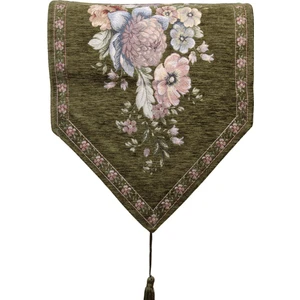 Belıeve Kınay Jakarlı Dokuma Goblen Dekoratif Runner 30*110 Zeytuni