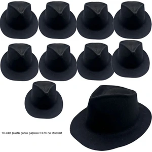 Gösteri Için Plastik Siyah Renk Bağcıksız Kovboy Şapkası Çocuk 10 Adet
