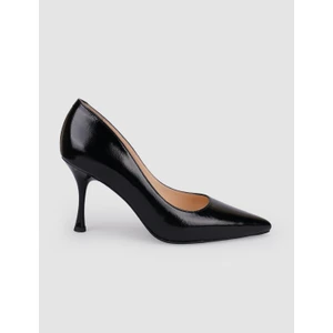 %100 Hakiki Deri Siyah Rugan Kadın Stiletto