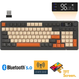 Freewolf M96 2.4g+Bt5.0 Çift Bağlantılı Tft LED Ekranlı  Reinbow Gaming Oyuncu Klavye