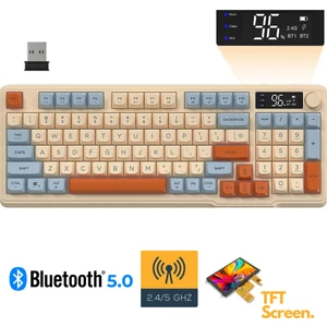 Freewolf M96 2.4g+Bt5.0 Çift Bağlantılı Tft LED Ekranlı  Reinbow Gaming Oyuncu Klavye