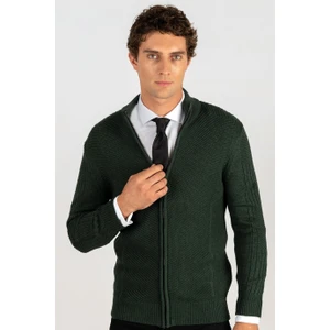 Slim Fit Dar Kesim Kendinden Desenli Erkek Hırka