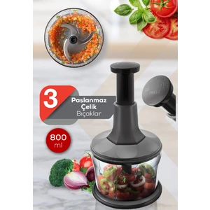 800 ml Paslanmaz Bıçaklı Bas-Kes Pratik El Rondosu