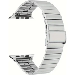 Apple Watch Uyumlu 44/45/46/49 mm Paslanmaz Çelik Balık Sırtı Kordon Titanyum