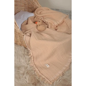 Müslin Püsküllü 4 Katlı Müslin Battaniye 90X120 cm - ZE4KATLI