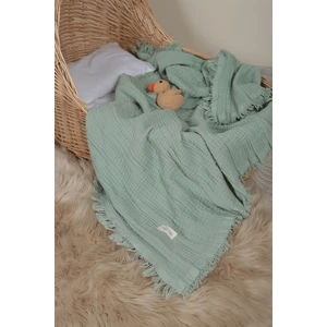 Müslin Püsküllü 4 Katlı Müslin Battaniye 90X120 cm - ZE4KATLI