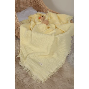 Müslin Püsküllü 4 Katlı Müslin Battaniye 90X120 cm - ZE4KATLI