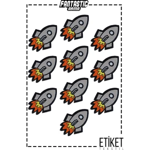 10'lu Paket Ütü ile Yapışan Dokuma Arma Patch Yama Roket 🚀 Modeli