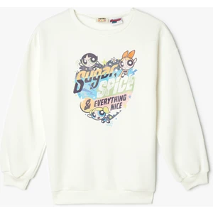 Sweat Powerpuff Girls Baskılı Lisanslı Uzun Kollu Bisiklet Yaka Şardonlu