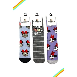 Kardeşler Çorap Unisex Renkli Karikatür Desenli Soket Uzun Çoraplar 3'lü Paket