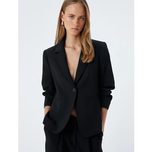 Klasik Blazer Ceket 3/4 Kol Kruvaze Cepli Regular Fit