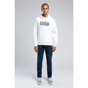 Lee Cooper Washington Erkek Kapüşonlu Sweatshirt Beyaz