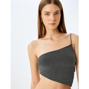x Inji - Crop Simli Tek Omuz Asimetrik Kesim Slim Fit Bluz